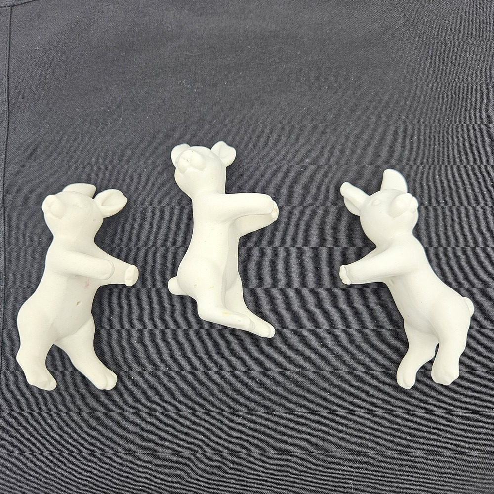 Vintage Anthropomorphic Set Of 3 Bunny  Candle Huggers Bisque